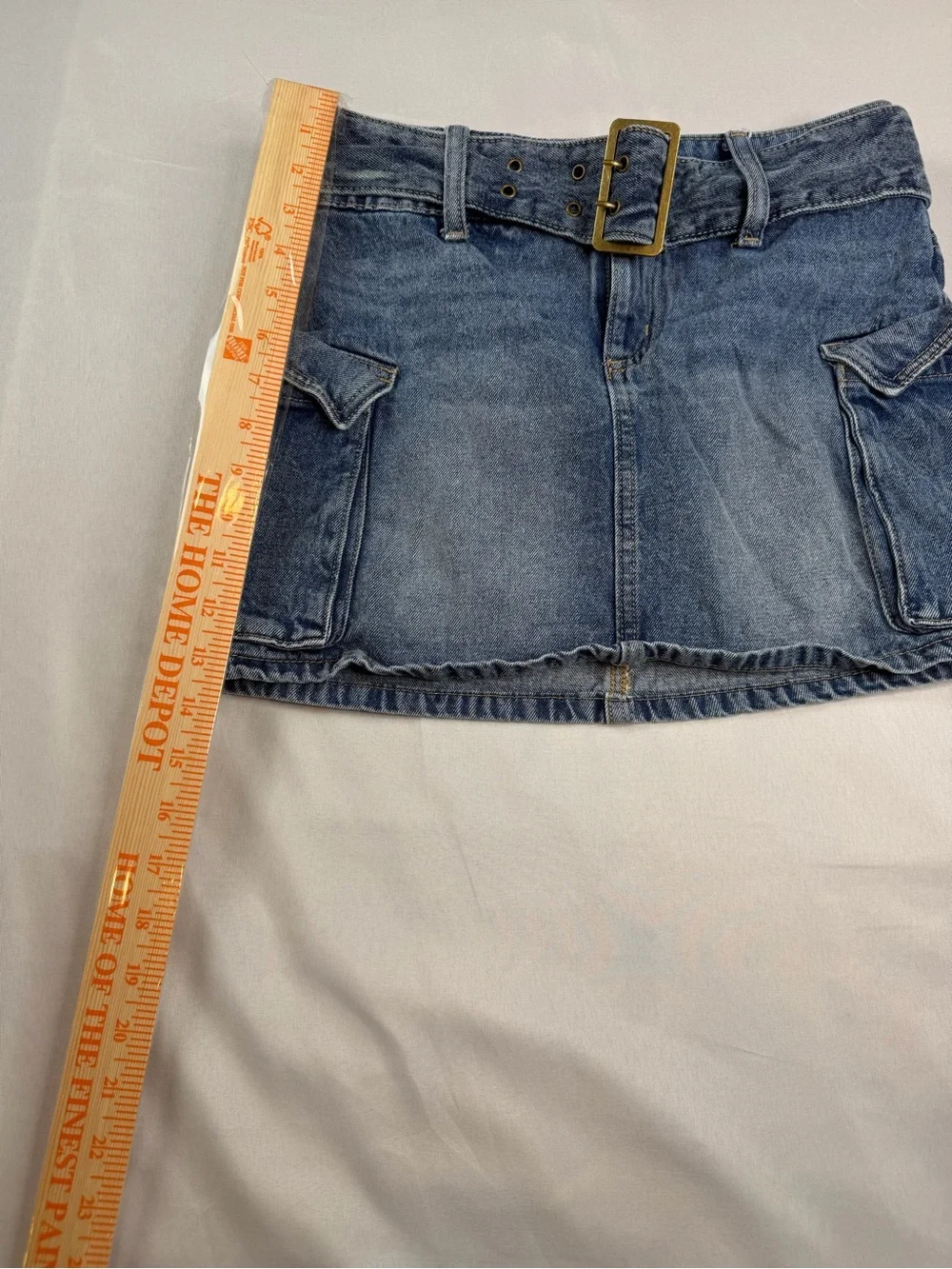 Justice Embroidered Denim Skirt in Blue with Gold Accent SZ 14